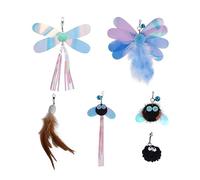 DONGKER 6 piezas de repuesto de libélula de gato de felpa con diseño de hebilla de campana, varita de repuesto para limpieza de dientes, jugar, perseguir