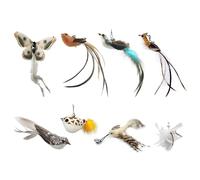 DONGKER 8 plumas de repuesto para cañas de gato, plumas interactivas de repuesto para gatos con campana para juguetes de varita de gato, juguetes de persecución