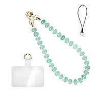 DONGKER Abalorio de piedra natural para teléfono, correa de muñeca con cordón y hebilla dorada y parte trasera transparente para cartera, C, L