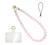 DONGKER Abalorio de piedra natural para teléfono, correa de muñeca con cordón y hebilla dorada y parte trasera transparente para cartera, Acero inoxidable, Ágata