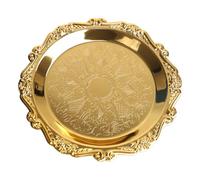 DONGKER Bandeja decorativa de plata vintage, tallada en relieve, plato dorado decorativo de lujo para aromaterapia, frutas, aperitivos y bebidas.