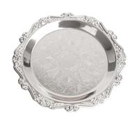 DONGKER Bandeja decorativa de plata vintage, tallada en relieve, plato dorado decorativo de lujo para aromaterapia, frutas, aperitivos y bebidas.