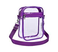DONGKER Bolsa cruzada transparente, impermeable, de PVC, con correa ajustable para conciertos, trabajo, viajes, deportes, Morado L, Classique