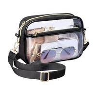 DONGKER Bolso transparente para mujer, bolso cruzado transparente para estadio, con correa ajustable para trabajo, deportes, juegos y conciertos, Negro