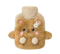 DONGKER Botella de agua caliente, bolsa de agua caliente 400 ml con bolsillo para calambres en el cuello, hombros alivio del dolor