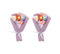 DONGKER Conjunto de flores de ganchillo, 2 piezas de flores de punto, arreglo floral decorativo, ganchillo de punto para el día de la madre, cumpleaños, boda, Navidad, Acción de Gracias, regalo y