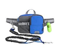 DONGKER Correa de correr para perros, gran capacidad, manos libres, correa para perros, con costuras reflectantes y dispensador de bolsas de excrementos para correr, ciclismo, correr, caminar.