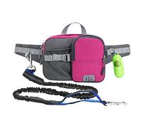 DONGKER Correa de correr para perros, gran capacidad, manos libres, correa para perros, con costuras reflectantes y dispensador de bolsas de excrementos para correr, ciclismo, correr, caminar.