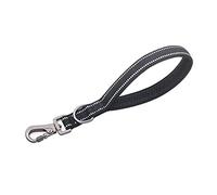 DONGKER Correa para perros de 32 cm, reflectante y corta, con clip de metal y acolchado suave para el entrenamiento de perros grandes/medianos