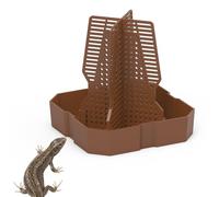 DONGKER Cuenco de alimentación de camaleón, comedero de dragón barbudo ABS con columna para lagarto barbudo, lguana, gecko, sapo, rana para trepar y moverse