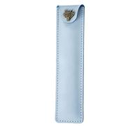 DONGKER Estuche de cuero para bolígrafos, estuche vintage con diseño de botón a presión, para hombres y mujeres, trabajo, oficina, azul celeste, Classique