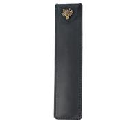 DONGKER Estuche de cuero para bolígrafos, estuche vintage con diseño de botón a presión, para hombres y mujeres, trabajo, oficina, Black, Classique