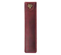 DONGKER Estuche de cuero para bolígrafos, estuche vintage con diseño de botón a presión, para hombres y mujeres, trabajo, oficina, rojo vino, Classique