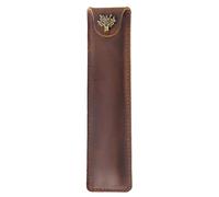 DONGKER Estuche de cuero para bolígrafos, estuche vintage con diseño de botón a presión, para hombres y mujeres, trabajo, oficina, Brown, Classique