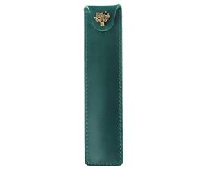DONGKER Estuche de cuero para bolígrafos, estuche vintage con diseño de botón a presión, para hombres y mujeres, trabajo, oficina, Green, Classique