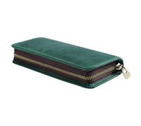 DONGKER Estuche de cuero para lápices, estuche vintage con cremallera para 9 bolígrafos y 2 fuentes para la escuela, el trabajo y la oficina