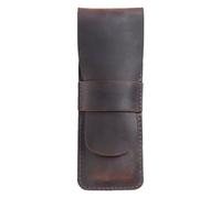 DONGKER Estuche de cuero para lápices, soporte retro para lápices con capacidad para 2-3 bolígrafos, para mujeres y hombres, escuela, oficina, café, Retro