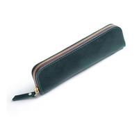 DONGKER Estuche de piel para lápices, estilo retro, con 4 trabillas y cremallera para bolígrafos, plumas, pinceles, etc., verde oscuro, Verde Oscuro