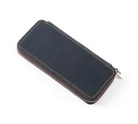 DONGKER Estuche de piel para lápices, estuche para lápices, estuche vintage, con pinza para tarjetas y 3 ranuras para bolígrafos para la escuela y material de oficina, 16,5 x 8 cm, Negro , Cuero