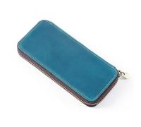 DONGKER Estuche de piel para lápices, estuche para lápices, estuche vintage, con pinza para tarjetas y 3 ranuras para bolígrafos para la escuela y material de oficina, 16,5 x 8 cm, azul, Estilo