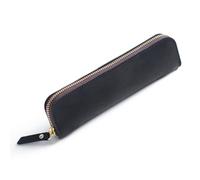 DONGKER Estuche para bolígrafos de piel, porta bolígrafo con cremallera, bolsa para papelería para oficina escolar, Negro , Classique, HM29371-1