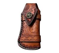 DONGKER Funda de cuchillo de 4.7 pulgadas, bolsa de cuero para cuchillos con cierre a presión para cuchillo de bolsillo plegable (sin cuchillo), Brown, Retro