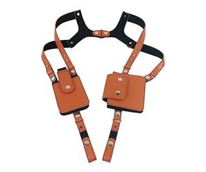 DONGKER Funda oculta antirrobo, bolsa de cuero con doble hombro para teléfono de seguridad, para viajes al aire libre