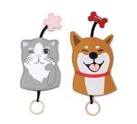 DONGKER Funda para llave de coche, 2 fundas de piel sintética para llave de coche, con forma de gato y perro, bolsa extraíble para la mayoría de los tipos de llaves de coche, Perro + gato gris