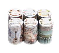 DONGKER Juego de Cinta Washi, 6 Rollos Flores Plantas PET Cintas Washi Anchas, Transparente Adhesivos Decorativos para Scrapbooking, Junk Journaling, Manualidades, Proyectos DIY, Diarios, Suministros