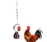 DONGKER Juguete de pollo con campana, espejo para colgar, 58 cm de largo, juguete colgante con gancho para polluelos, pollos, periquitos, pájaros, loros, periquitos