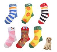 DONGKER Juguetes chirriantes para Perros, Paquete de 6 Calcetines Rellenos, Juguetes para Masticar, Estructura física con Sonido Dual Incorporado para Perros y Gatos pequeños y medianos, Juego Diario