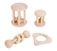 DONGKER Juguetes de madera de enriquecimiento de conejo, 4 piezas de conejillos de indias, juguetes para chinchillas, hámsters y animales pequeños que juegan a moler dientes en interiores y exteriores