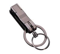 DONGKER Llavero de aleación de zinc, llavero de carga pesada, clip para llaves de hombre con llaveros dobles para hombres y mujeres, Níquel Oscuro