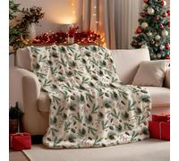 DONGKER Manta navideña de Franela Polar con Estampado de Pino, 100 x 130 cm, Suave Manta Decorativa de Invierno para sofá, Cama para Mujeres y Hombres