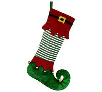 DONGKER Medias navideñas Grandes, 1 Pieza de Botas de Elfo de Papá Noel para Rellenar, 56 cm de Largo, Media Grande de Papá Noel con Campanas para Chimenea, repisa de la Chimenea, decoración navideña