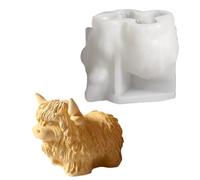 DONGKER Moldes de Silicona de Vaca de Las Highlands, moldes 3D de Animales para Velas, jabón, Modelado con epoxi, Arcilla y decoración Artesanal