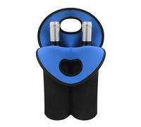 DONGKER Portabotellas de vino, bolsa protectora plegable de neopreno con asa de transporte para 2 botellas de vino tinto de 750 ml, Blue, Classique