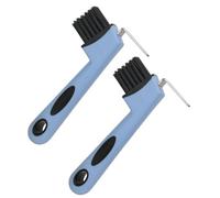 DONGKER Rascador de pezuñas con cepillo, 2 unidades con cepillo para cabezas de caballos, accesorios para el cuidado de caballos, con mango de goma para caballos, burros, cabras, neumáticos y botas de