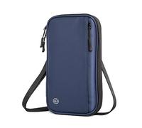 DONGKER Soporte para pasaporte, cartera impermeable para pasaporte de viaje con correa ajustable para el hombro para tarjetas de identificación, tarjetas de crédito, billetes de avión, Azul, Classic