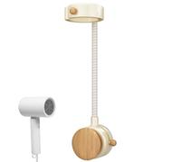 DONGKER Soporte para secador de pelo, estante para secadora de pelo montado en la pared con manguera ajustable de 360° y organizador de cables para baño, barbería