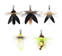 DONGKER Varita de juguete para gatos, repuesto de 3/4/5 piezas de juguete de plumas para gatos con campanas para gatos, caña de pescar (no incluye cañas)