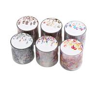 DONGKER Washi Tape Set de 6 rollos de pegatinas de PET para álbumes de recortes, álbumes de fotos, diarios, diarios, etc