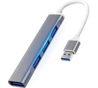 Dongle mini USB de 4 puertos, extensor divisor multipuerto USB para portátil (3 USB 2.0 + 1 USB 3.0), concentrador de datos portátil ultra delgado para MacBook Pro/Air, iMac, Surface Pro, XPS, PC