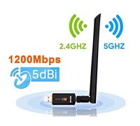 Dongle WiFi, adaptador WiFi de doble banda 5G/2.4G AC1200Mbps 802.11 AC receptor inalámbrico USB 3.0 WiFi Stick con antena de 5dBi para PC/escritorio/portátil/tableta, compatible con Windows 10/8.1/8