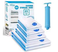 DONGQI Bolsas de Almacenaje al Vacío 8 Piezas Tipo Grueso 2XL*100x80 + 2L*80x60 + 2M*80x60 + 2S*60x40cm Con Bomba de mano Reutilizables de Bolsa para Vacío de Ropa,Ropa de Edredones, Almohadas