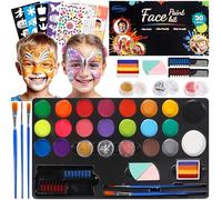 DONGQI Pinturas Cara para Niños, 20 Colores Pintacaras Infantil HipoalergéNico, UV Fluorescente Pintura Cara para Niños, Maquillaje para Niñas Halloween Festival Fiesta Cosplay