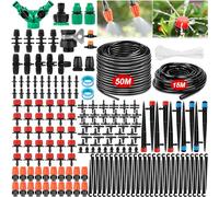 DONGQI Sistema de Riego por Goteo,Kit Nebulizador Jardín,50M+15M Sistema de Riego de Jardín,con Ajustable Boquilla Aspersor Pulverizador y Gotero para Jardin,para Jardín,Invernadero,Terraza o Césped
