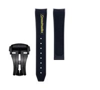 dongriuk Correa de caucho fluorado para Omega Seamaster 600 Dark Side of the Moon Speedmaster 57 Aqua Terra 150 Moonwatch Racing Chronograph Watchband(Yellowb2,21-18mm)