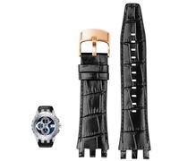 dongriuk Correa de cuero genuino para reloj Swatch SVG Mechanical Series Svgk403 402 SVGB400, pulsera para hombre(Black-rosegold)