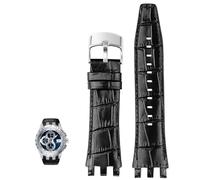 dongriuk Correa de cuero genuino para reloj Swatch SVG Mechanical Series Svgk403 402 SVGB400, pulsera para hombre(Black-silver)